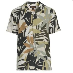 TRUTH by Republic Mens Linen Blend Short Sleeve Button Up Hawaiian Shirt Medium